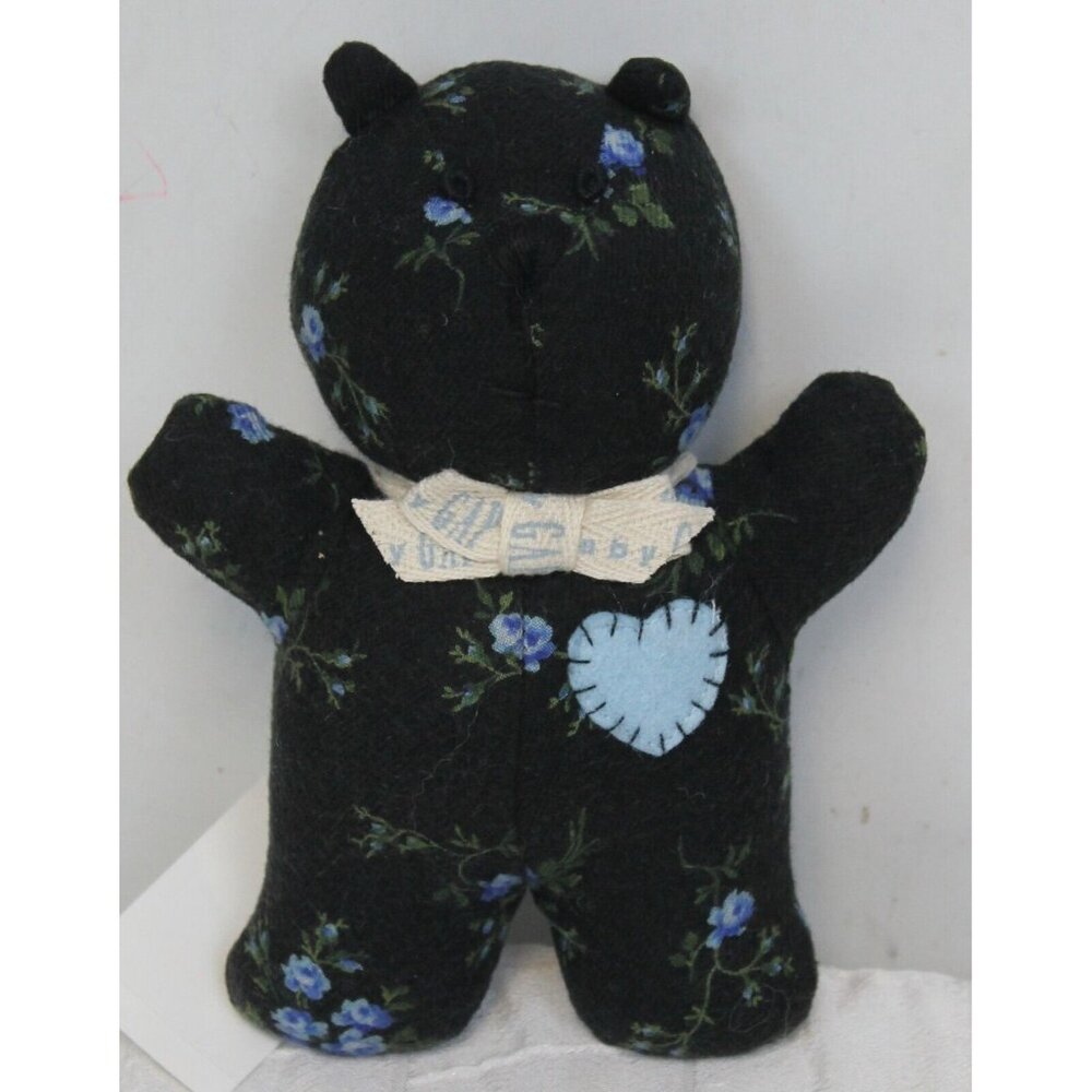 VTG 1998 Baby Gap Kids Blue Rattle Bear Plush Flowers Floral Calico NEW with Tag